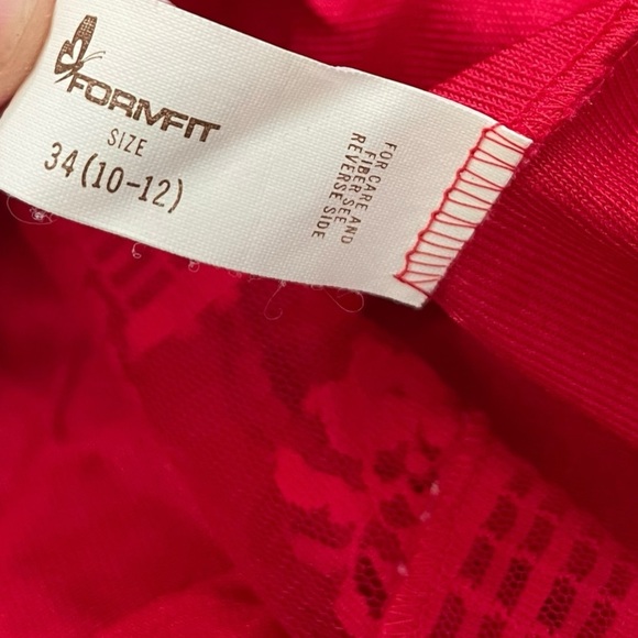 Formfit Vintage 70s Red Sheer Romantic Lace Button Up Lingerie Romper Teddie - Picture 10 of 11